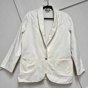 Deva Lifewear Single Button Crepe Hand Sewn Cotton Shoulder Pad Blazer Sz: L
